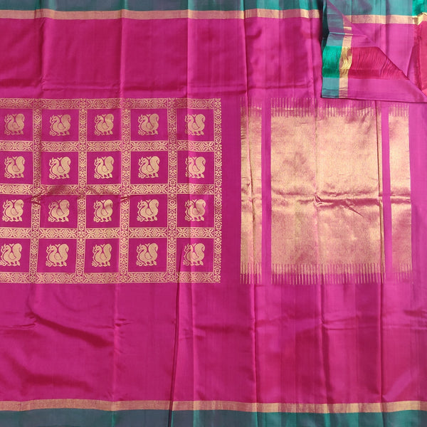 Pink Peacock Mubbagam Kanchipuram Saree-8673