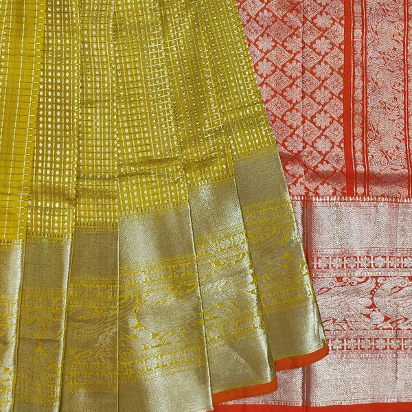 Yellow Kanchipuram Handloom Silk Saree