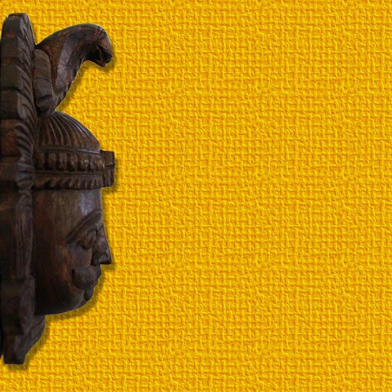 Shiva Face Mask Wooden Wall Bracket-3859
