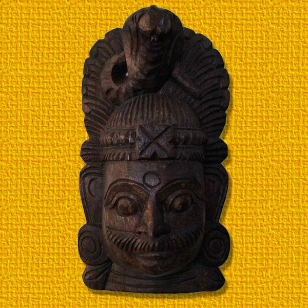 Shiva Face Mask Wooden Wall Bracket-0