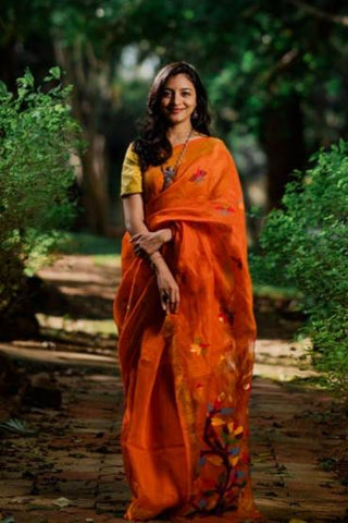 Orange Jamdani Saree