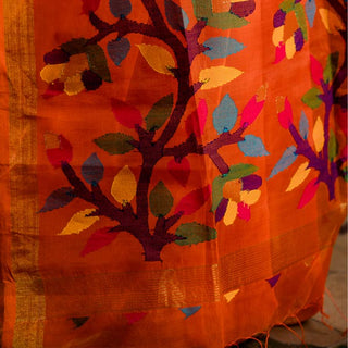 Orange Jamdani Saree