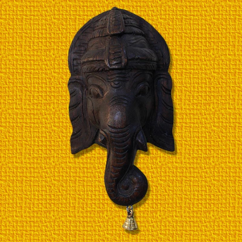 Ganesha Face Mask Wooden Bracket-0