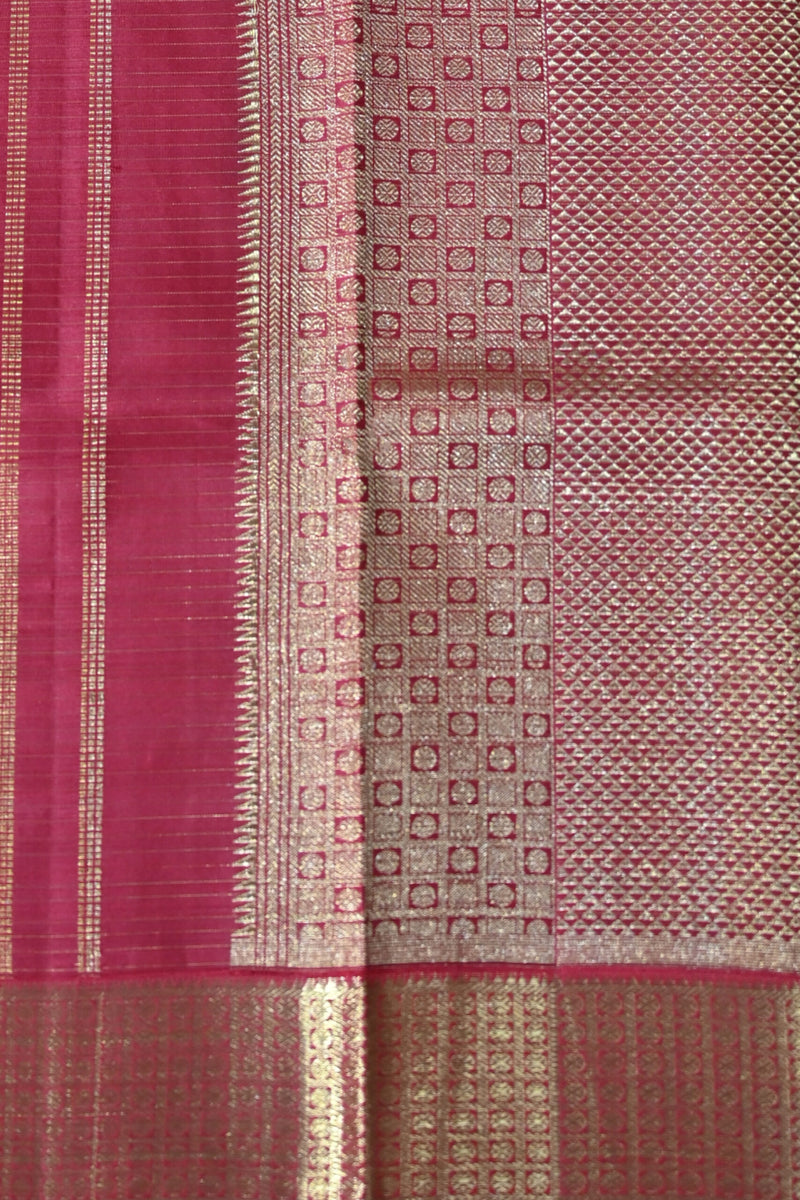 Maroon, Gold and Green Handloom Kanchipuram Silk Saree