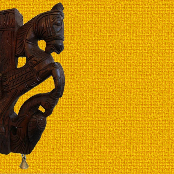 Horse and Parrot Yali Wooden Wall Bracket-0