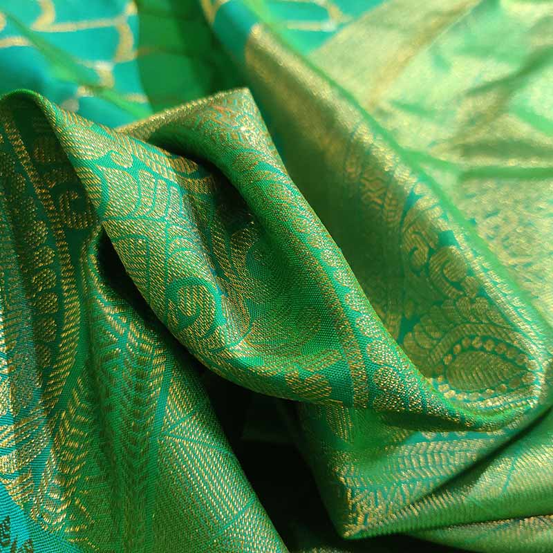 Alia's Teal Green Kanchipuram Silk Saree(Made to Order)