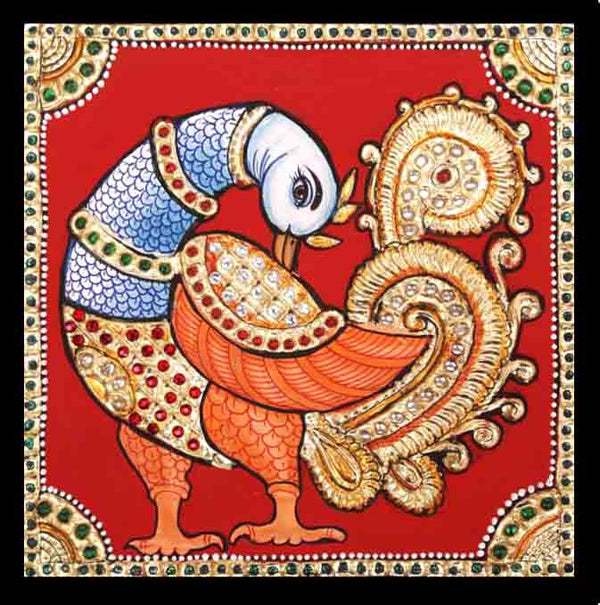 Dazzling Swan Tanjore Painting