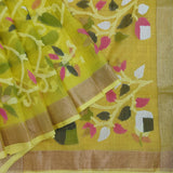 Yellow Jamdhani Saree With Floral Weaves-9682