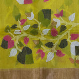 Yellow Jamdhani Saree With Floral Weaves-9686