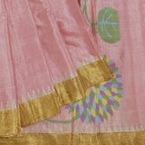 Blush Pink Handloom Tussar Silk Saree
