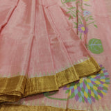 Blush Pink Handloom Tussar Silk Saree