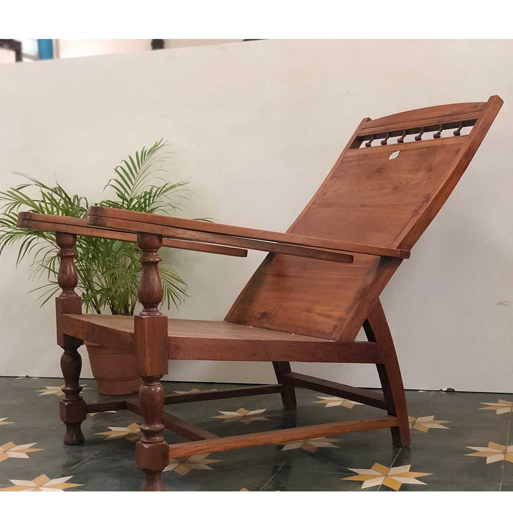 Teakwood Recliner Chair (Wooden Back) –