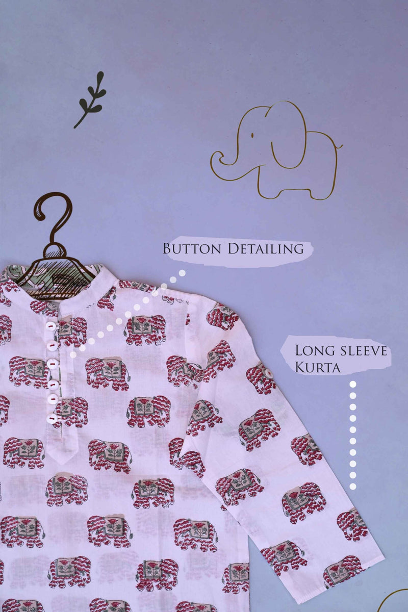 Baby Elephant Cotton Short Kurta