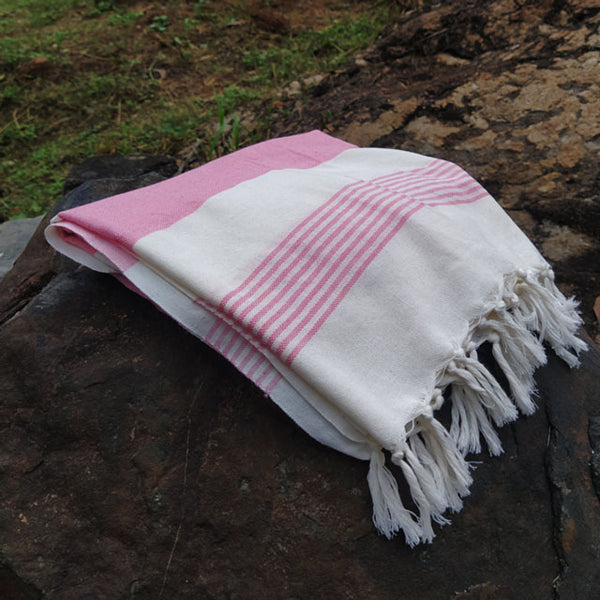 Herbal Dyed Handwoven Cotton Towel Madder Pink