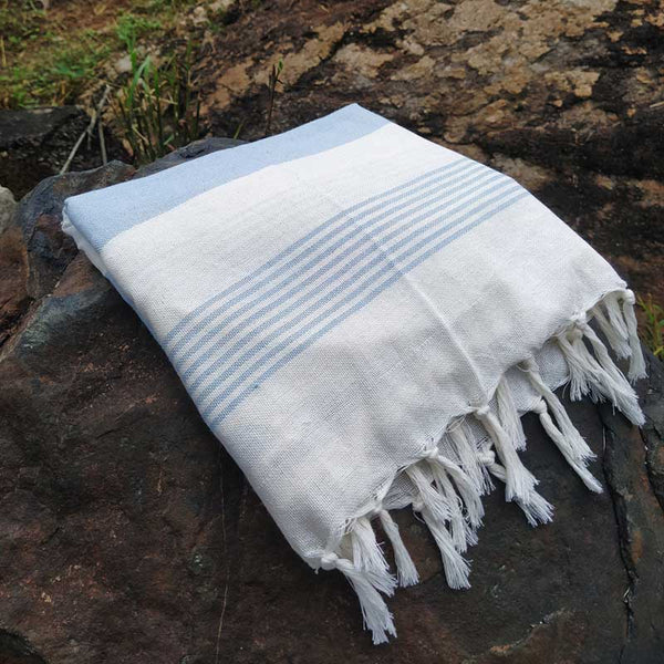 Herbal Dyed Handwoven Cotton Towel Indigo Blue