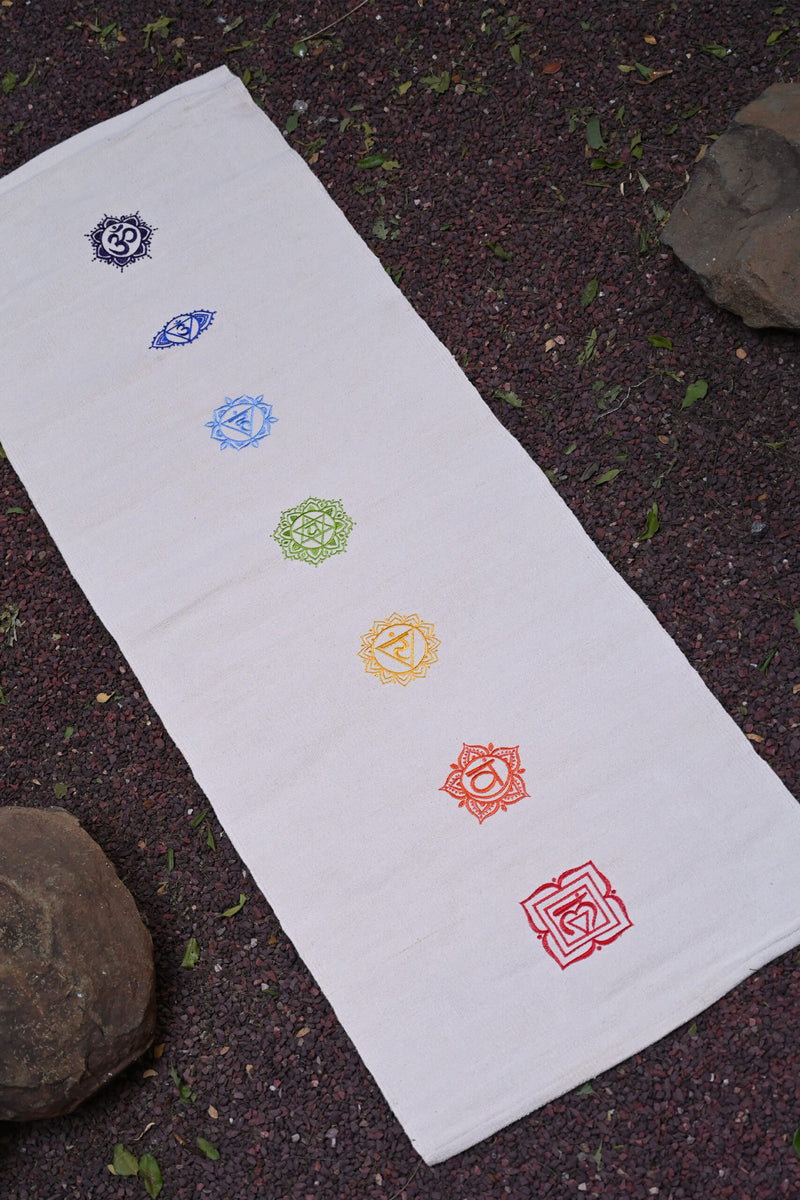 Organic Cotton Yoga Mat - Chakras with Mantra –
