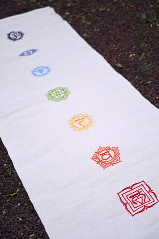 Organic Cotton Yoga Mat - Chakras with Mantra