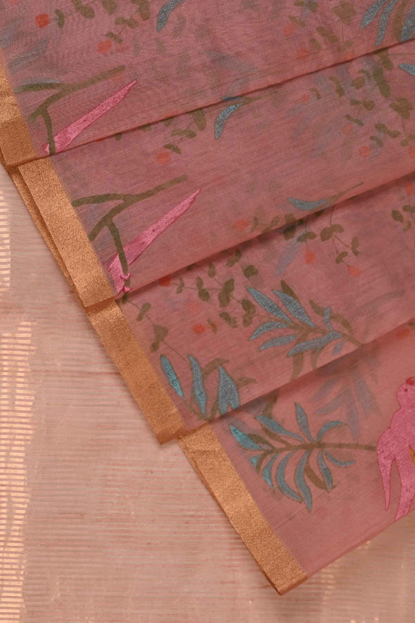 Pink Chanderi Handloom Silk Cotton Saree