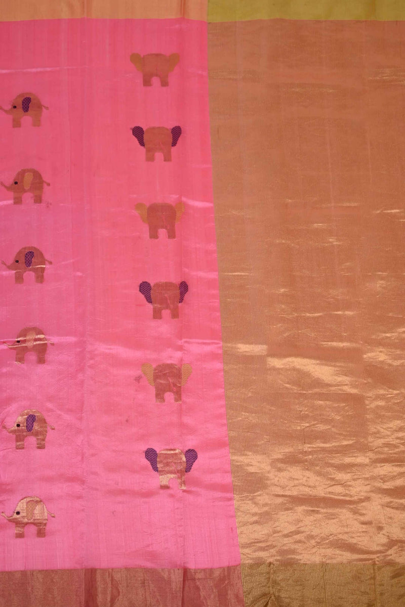Pink Chanderi Handloom Silk Cotton Saree