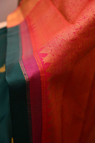 Green and Fuchsia Pink Kanchipuram Silk Saree