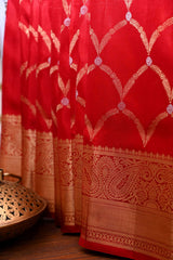 Red and Gold Kanchipuram Silk Saree (inspired by Alia Bhatt's Saree)