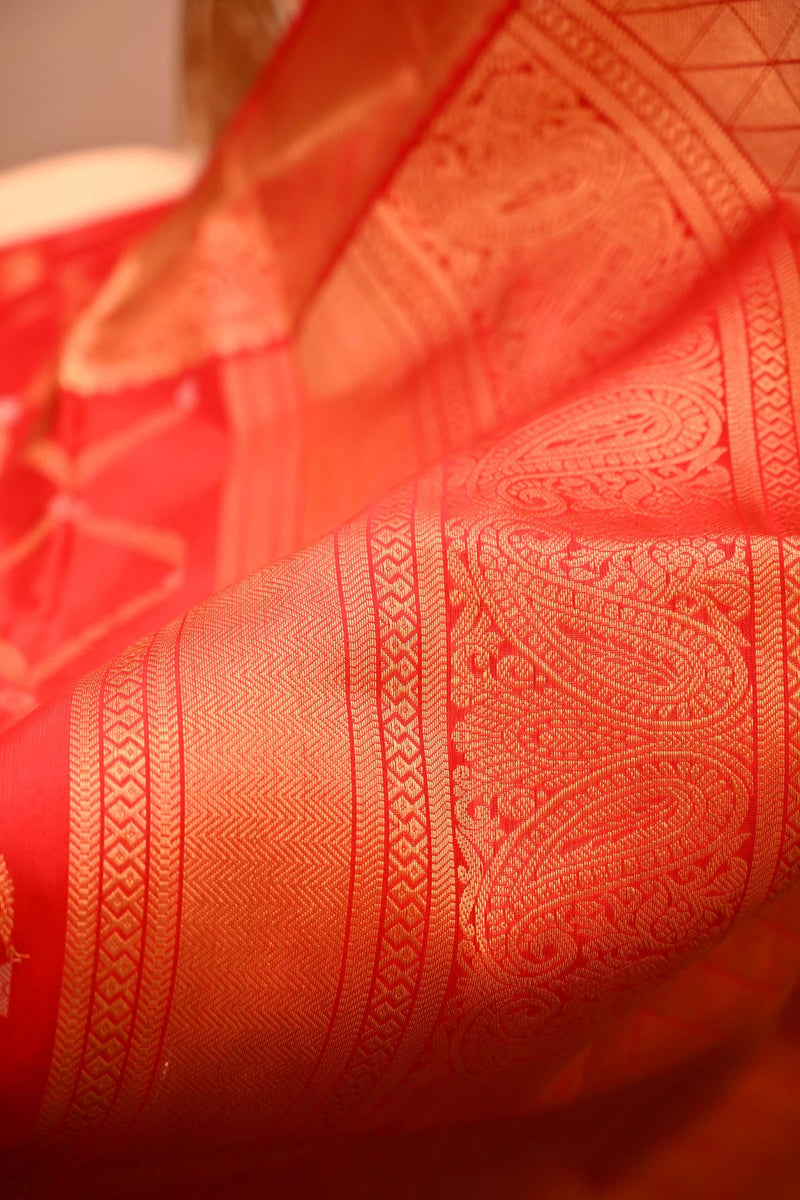 Bridal Red Kanchipuram Silk Saree (inspired by Alia Bhatt's Saree)(Made to Order)
