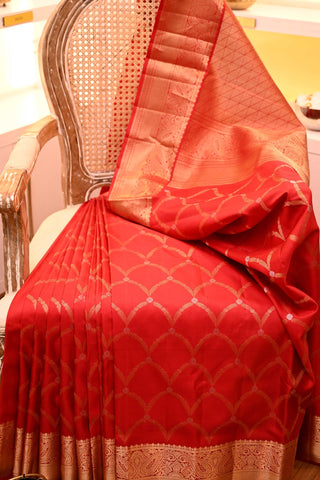 Royal Radiance: Red Kanchipuram Silk Saree (inspired by Alia Bhatt's Saree)