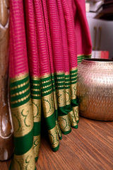Green and Pink Mysore Silk Saree