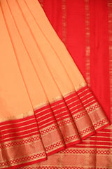 Macaroon Yellow and Red Mysore Silk Saree