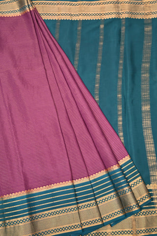 Mauve and Teal Blue Mysore Silk Saree