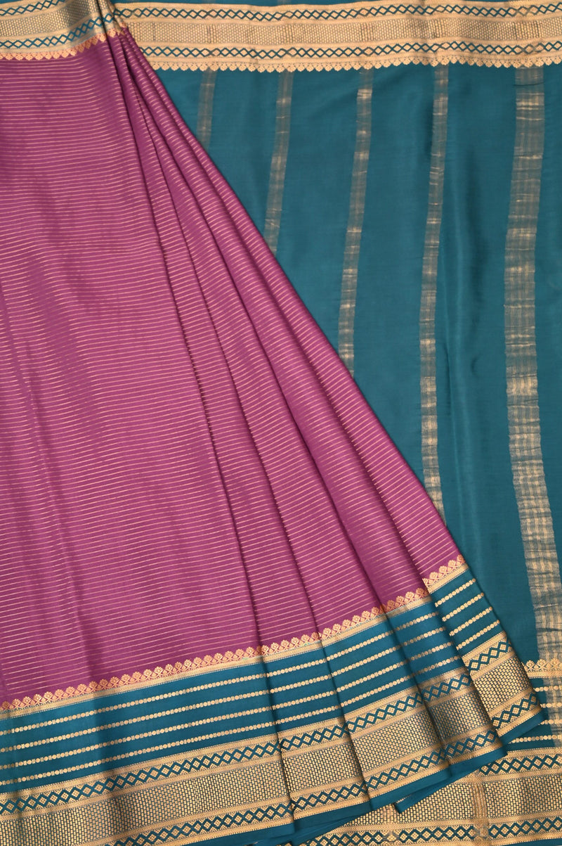 Purple and Blue Mysore Silk Saree