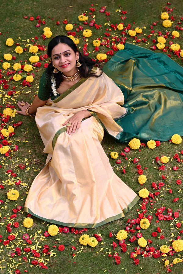 Shimmering Gold: Inspired by Athiya Shetty’s Kanchipuram Saree (Green)