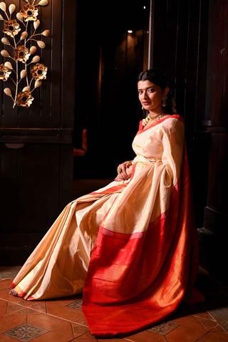 Shimmering Gold: Inspired by Athiya Shetty’s Kanchipuram Saree (Red)