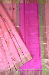 Alia Bhatt's Peachy Pink Handloom Chanderi Silk Saree with Cat Motifs