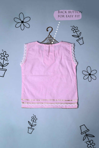 Cool Casual Pink Top with Floral Embroidery