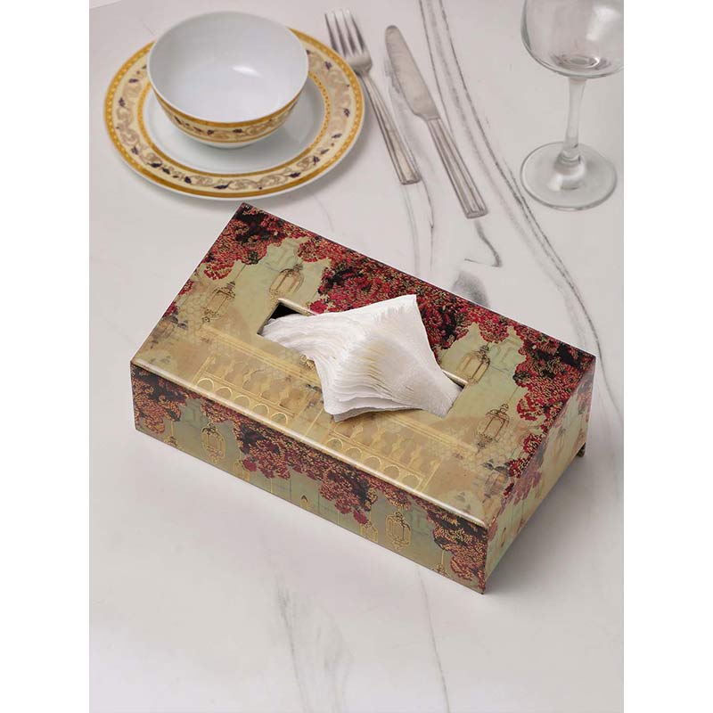 Tissue Boxin With Red Flowers