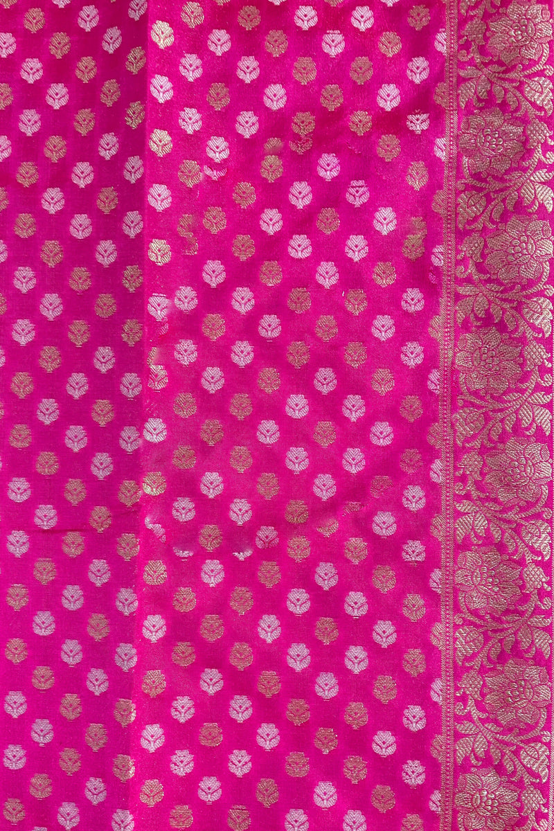 Fuchsia Pink Banarasi Saree