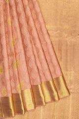 Artisanal Elegance: Nude Pink Kanchipuram Silk Saree with Gold Border