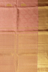 Artisanal Elegance: Nude Pink Kanchipuram Silk Saree with Gold Border