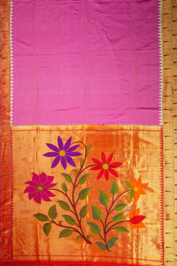 Lavender Handloom Paithani Silk Saree