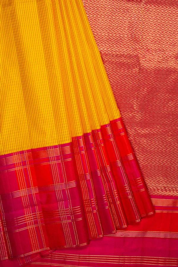 Mustard & Red Kanchipuram Silk Saree