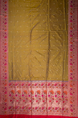 Olive Green Double-shaded Banarasi Katan Silk Saree