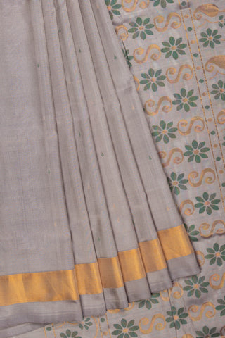 Grey Handloom Uppada Saree with Golden Border