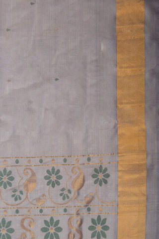 Grey Handloom Uppada Saree with Golden Border