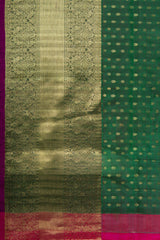 Pooja Hedge's Green And Pink Kanchipuram Silk Saree (Made to Order)