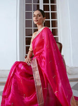 Manushi Chillar's Fuchsia Pink Chanderi Silk Saree