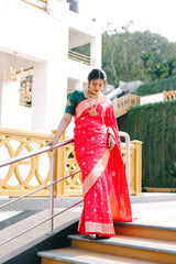 Niharicka's Red Handloom Banarasi Silk Saree