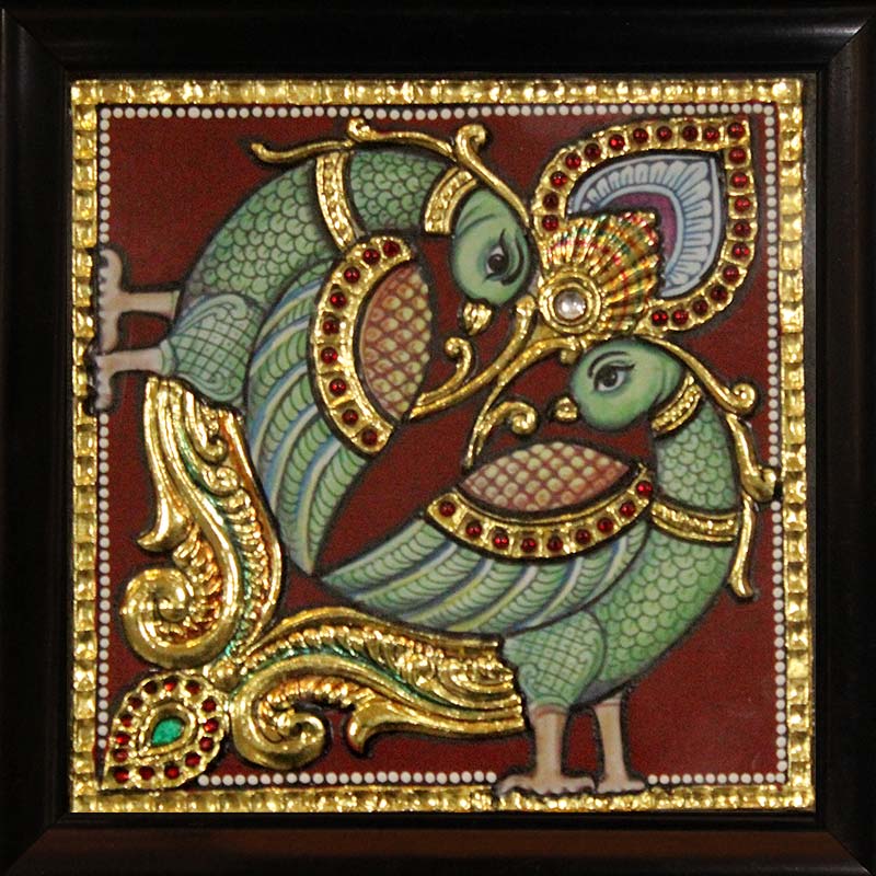 peacock tanjore painting