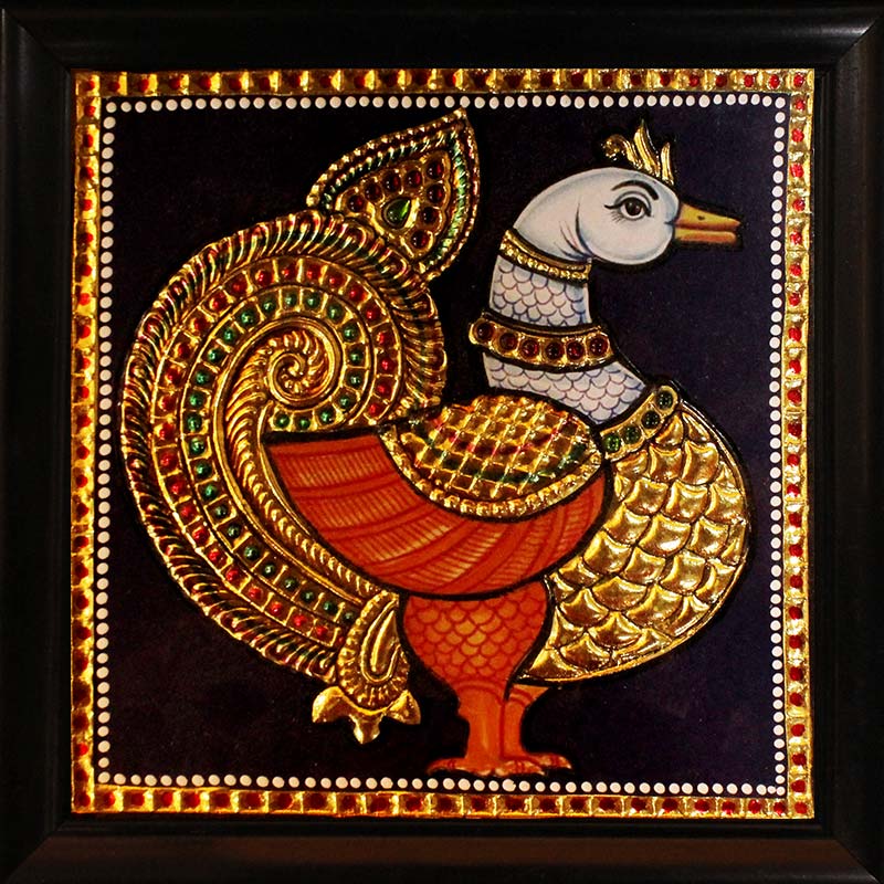 Swan Tanjore Painting with frame