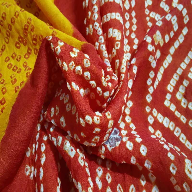 Yellow Handloom Bandhani Saree